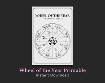 Rad des Jahres Südhalbkugel Printable | Heidnischer Wicca Kalender | Sabbat Grimoire Seite | Buch der Schatten Digital | Hexerei PDF