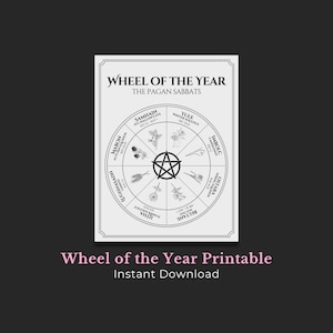 Wheel of the Year Northern Hemisphere Printable | Pagan Wiccan Calendar | Sabbat Grimoire Page | Book of Shadows Digital | Witchcraft PDF