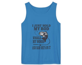 I Just Hold My Rod Fishing Tank Top | Funny Fishing Quote, Bass Graphic