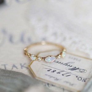 Thin Gold Opal Ring 