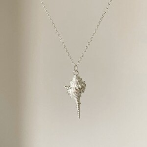 Silver Seashell Pendant Necklace, 925 Silver Necklace, Conch Necklace, Summer Necklace, Gift for Her