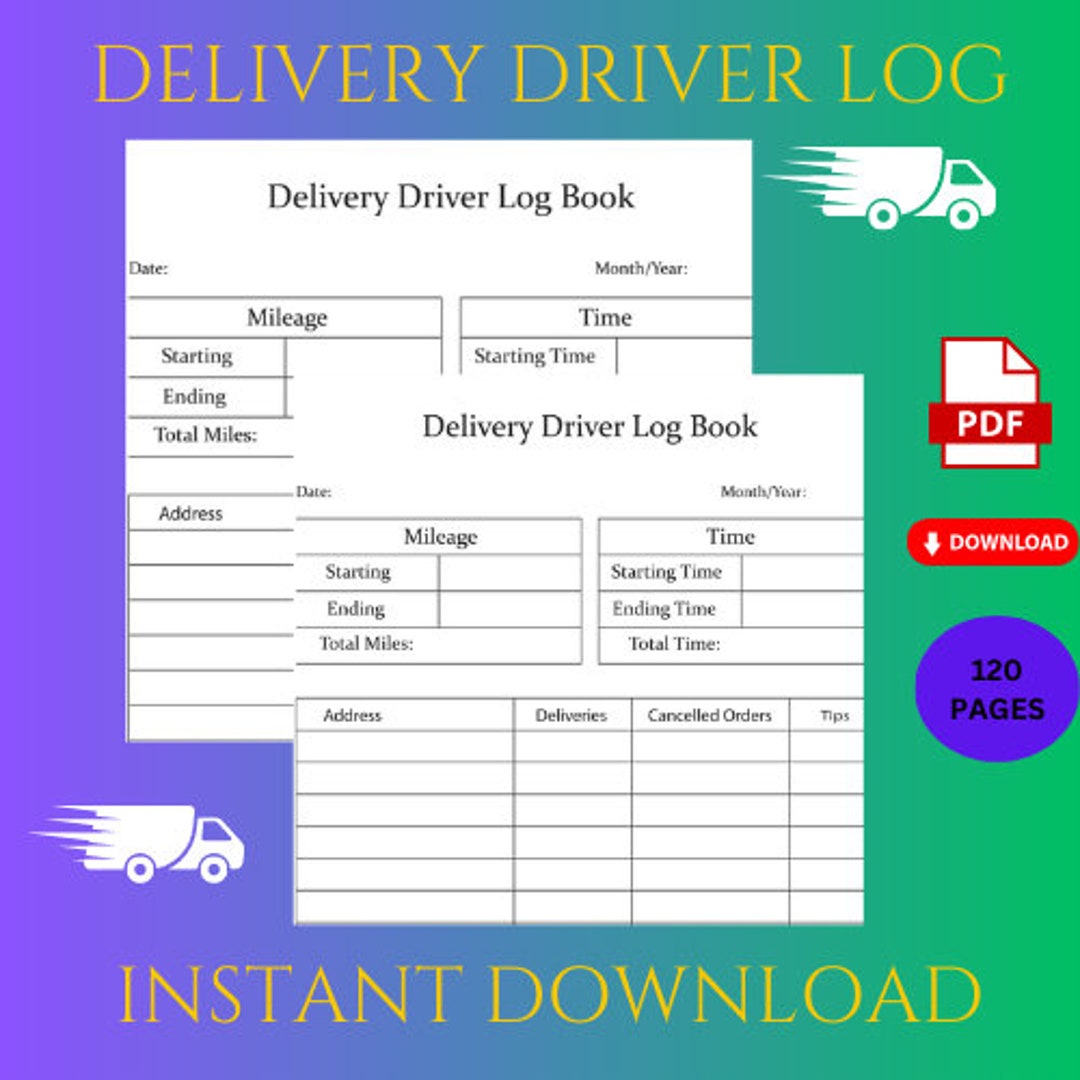 Delivery Driver Log Printable Log Track Deliveries - Etsy