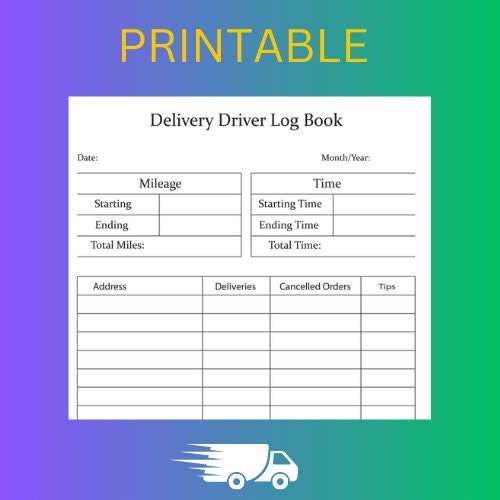 Delivery Driver Log Printable Log Track Deliveries - Etsy Australia