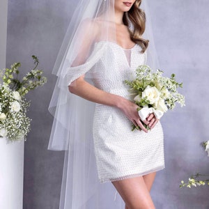 SAMPLE SALE - MILOS Beaded Mini - Short wedding dress, Rehearsal dinner dress, Reception wedding dress, Elopement dress