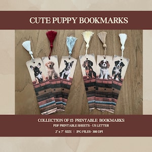 Bookmarks Dogs Printable Digital Puppy Bookmarks Downloadable Bookmarks Dogs Puppy Printable Digital Bookmark Dog Lovers Gift Bookmark Dogs