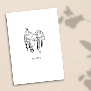 Hola, silla de montar occidental / Suroeste / Tarjeta de felicitación / Tarjeta de agradecimiento / Tarjeta del oeste / Vaquero