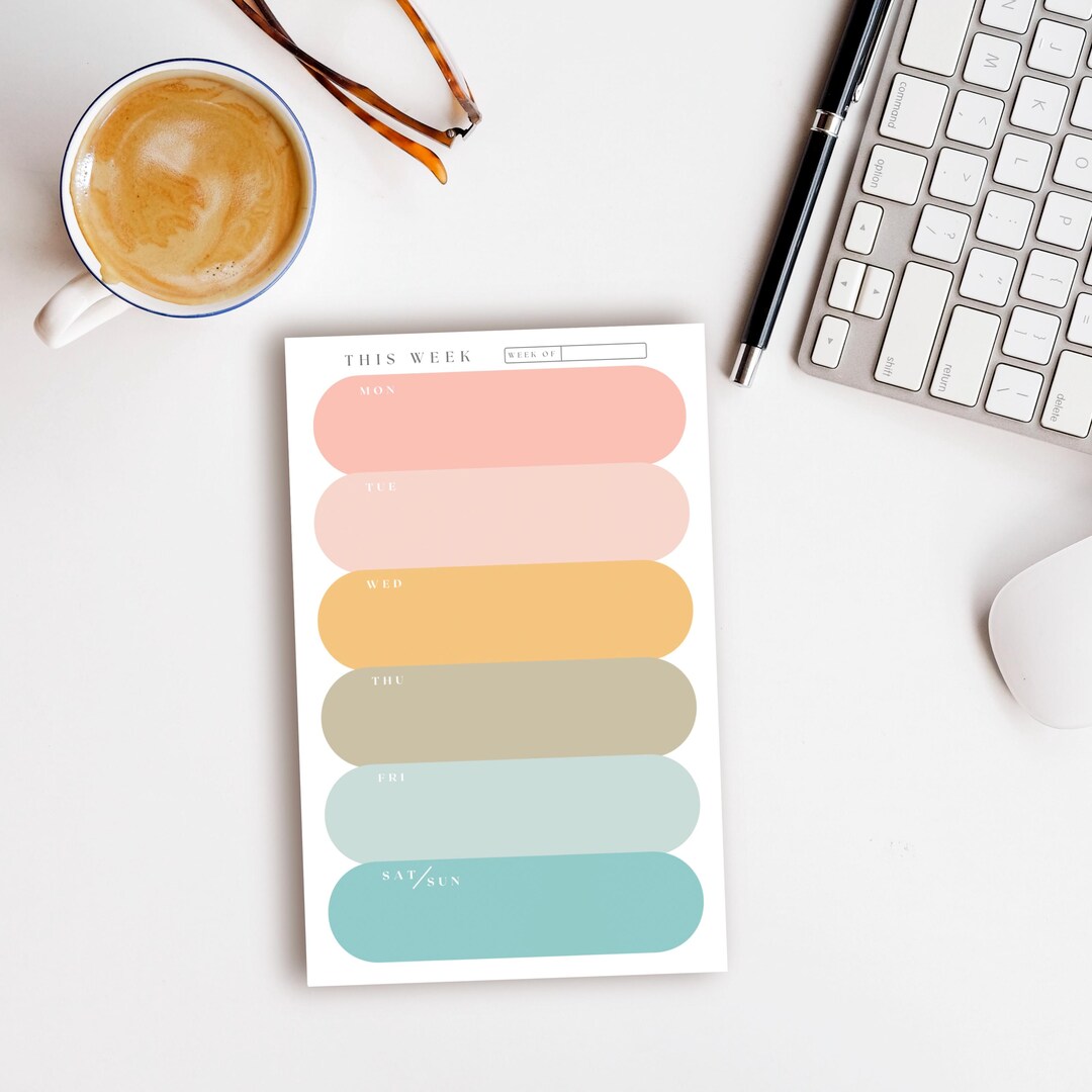 Pastel Palette Weekly Planner Notepad Undated | Weekly Tear Away ...