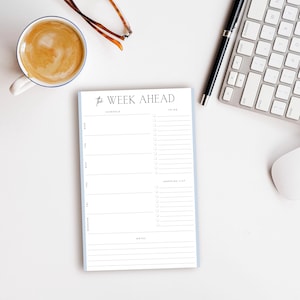 The Week Ahead Blue | Undated Weekly Planner Notepad | Weekly Tear Away | Productivity Planner | Tear Off Notepad | Shopping List | To Do