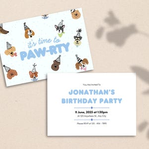 Es ist eine Doppelseitige PAW-RTY Geburtstagseinladung | Postkarte | Party einladen | Kinderparty | Individuell Personalisiert