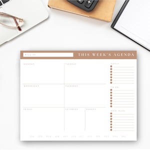 Rust Orange Weekly Planner Notepad Undated | Weekly Tear Away | Productivity Planner | Tear Off Notepad
