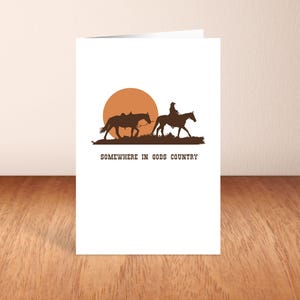 En algún lugar del país de Dios / Suroeste / Tarjeta de felicitación / Tarjeta de agradecimiento / Oeste / Montar a caballo / Cita de vaquero