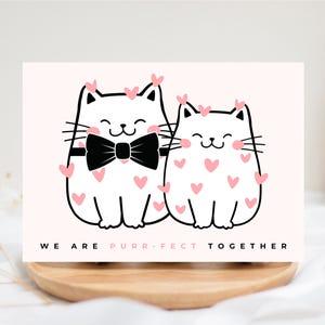 ronronnement parfait ensemble | carte romantique | d'amour | Carte mignonne | Amoureux des chats
