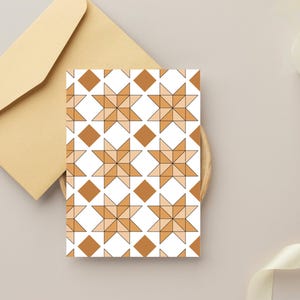 Carte pliée jaune courtepointe | carte de correspondance | de remerciements | Carte de voeux