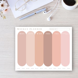 Sandstone Palette Weekly Planner Notepad Undated | Weekly Tear Away | Productivity Planner | Tear Off Notepad