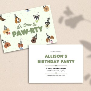 Es ist eine Doppelseitige PAW-RTY Geburtstagseinladung | Postkarte | Party einladen | Kinderparty | Individuell Personalisiert