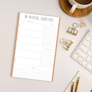 The Week Ahead Orange | Undated Weekly Planner Notepad | Weekly Tear Away | Productivity Planner | Tear Off Notepad | Shopping List | To Do
