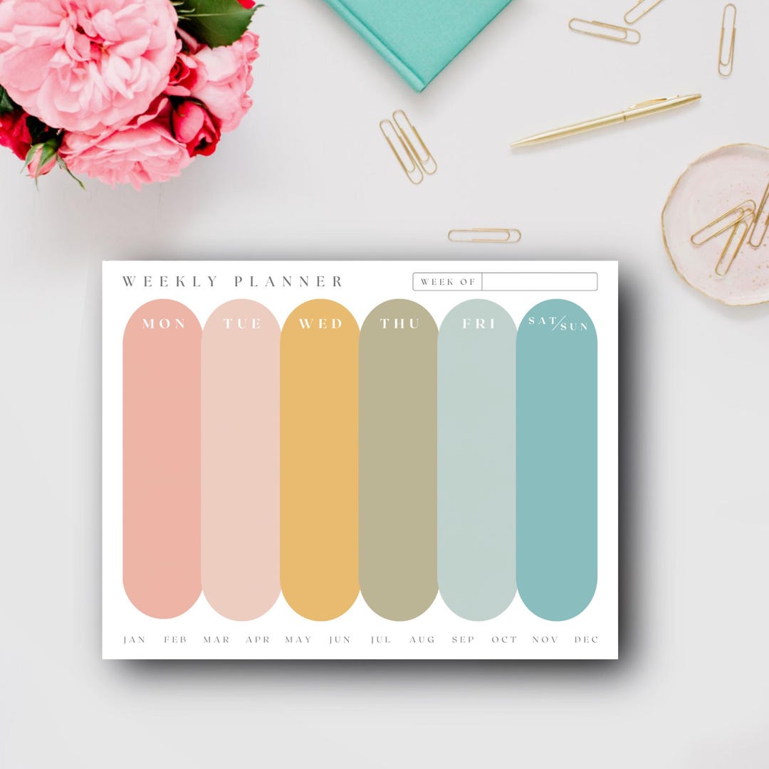 Pastel Palette Weekly Planner Notepad Undated | Weekly Tear Away ...