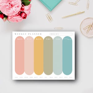 Pastel Palette Weekly Planner Notepad Undated | Weekly Tear Away | Productivity Planner | Tear Off Notepad