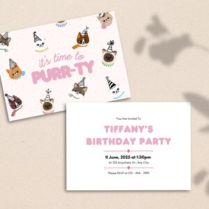 "Es ist eine PURR-TY Geburtstagseinladung doppelseitig | Postkarte | Party einladen | Kinderparty | Individuell Personalisiert