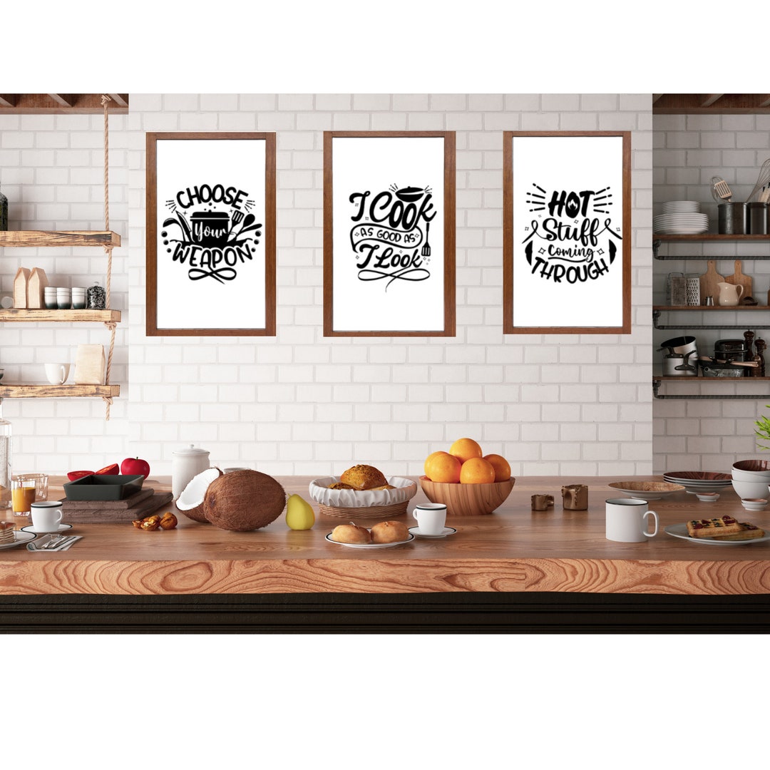 Kitchen Printable Set, Funny Kitchen Wall Decor, Kitchen Wall Art
