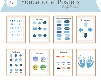 Set of 15 Educational Printables, Homeschool Poster, Classroom Wall Art ...