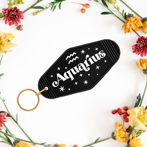 Aquarius Keychain | Retro Motel Keychain | Motel Keychain | Zodiac Keychain