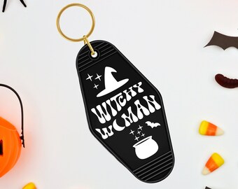 Witchy Woman Motel Keychain | Retro Halloween Accessory