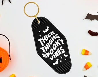 Thick Thighs and Spooky Vibes Keychain | Retro Motel Keychain | Motel Keychain