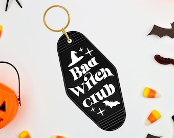 Bad Witch Club Retro Motel Keychain | Spooky Halloween Accessory