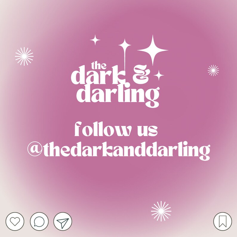 May include: Pink and white graphic with the text "the dark & darling" and the text "follow us @thedarkanddarling".