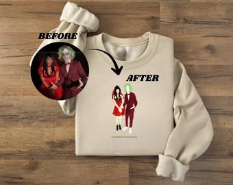 Custom Embroidered Portrait Sweatshirt, Photo Hoodie, Family and Friends Crewneck, Fathers Day Gift