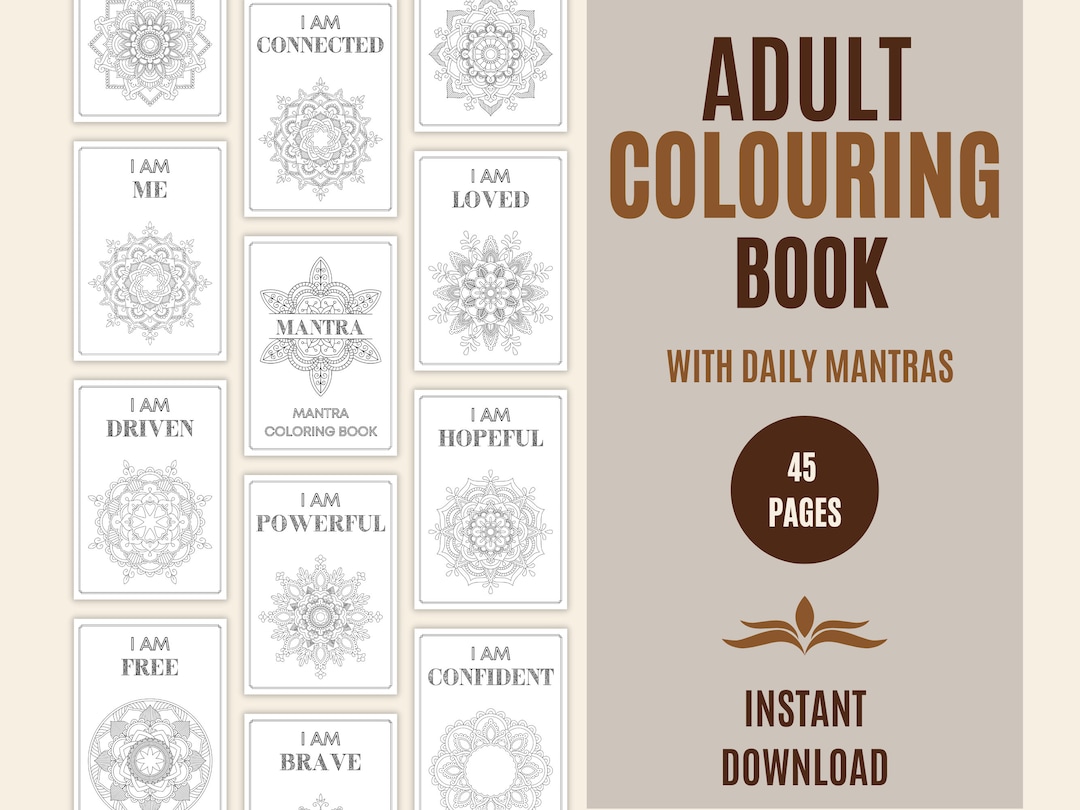 Adults Coloring With Mandala Designs and Mantras. Greyscale Coloring ...