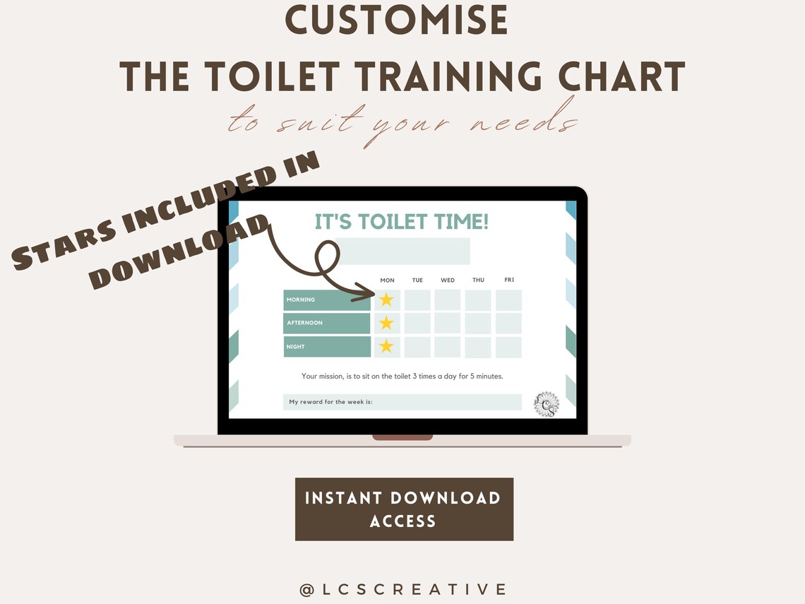 Toilet Training Reward Chart Printable, Instant Download PDF, PNG