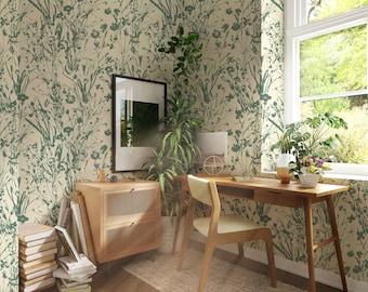 Vintage Botanical Wallpaper: Wildflower Herb Peel and Stick