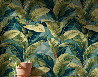 Tropical Banana Leaf Peel and Stick Wallpaper: Botanical Leaves