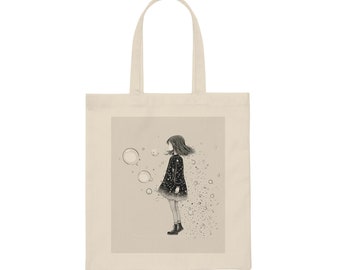 Girl, Illustration Tote Bag, Custom Design, Art