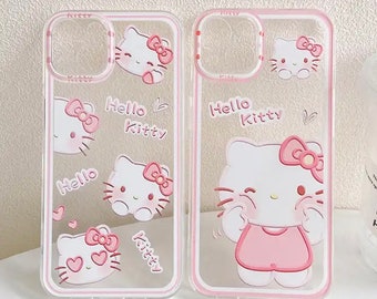 Cute Kawaii Japanese Pink White Clear Hello Kitty Iphone Cases