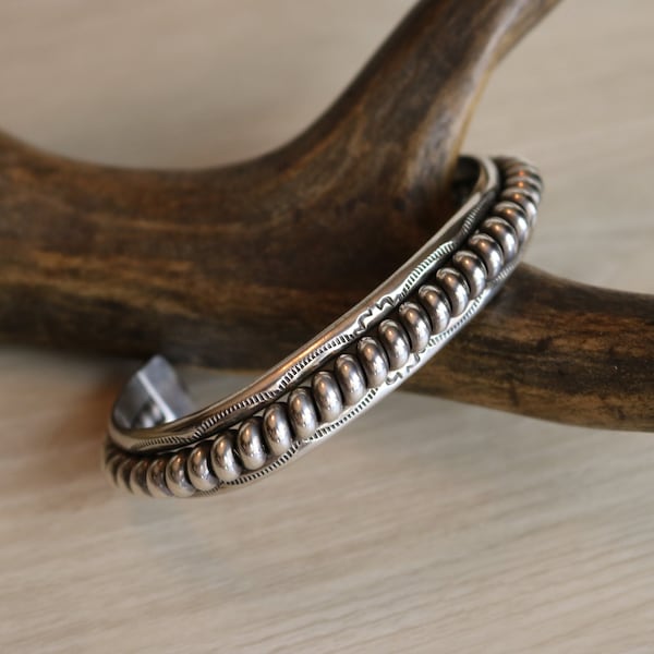 Sterling Silver Tahe Twisted Rope Stamped Cuff Bracelet