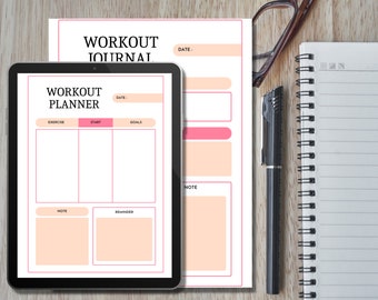 Workout Digital Planner, PDF Fitness Printable, Fitness Planner , Workout Tracker, Daily Fitness, Weekly Fitness, Monthly Fitness, Editable