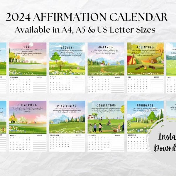 2024 Affirmation Calendar Etsy