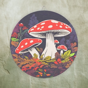 Vintage Cottage Core Retro Mushroom Bohemian Wood Signs multiple sizes 6, 8 10 & 12 inch Cottage-core, Modern Mushroom Decor Wall Hanging
