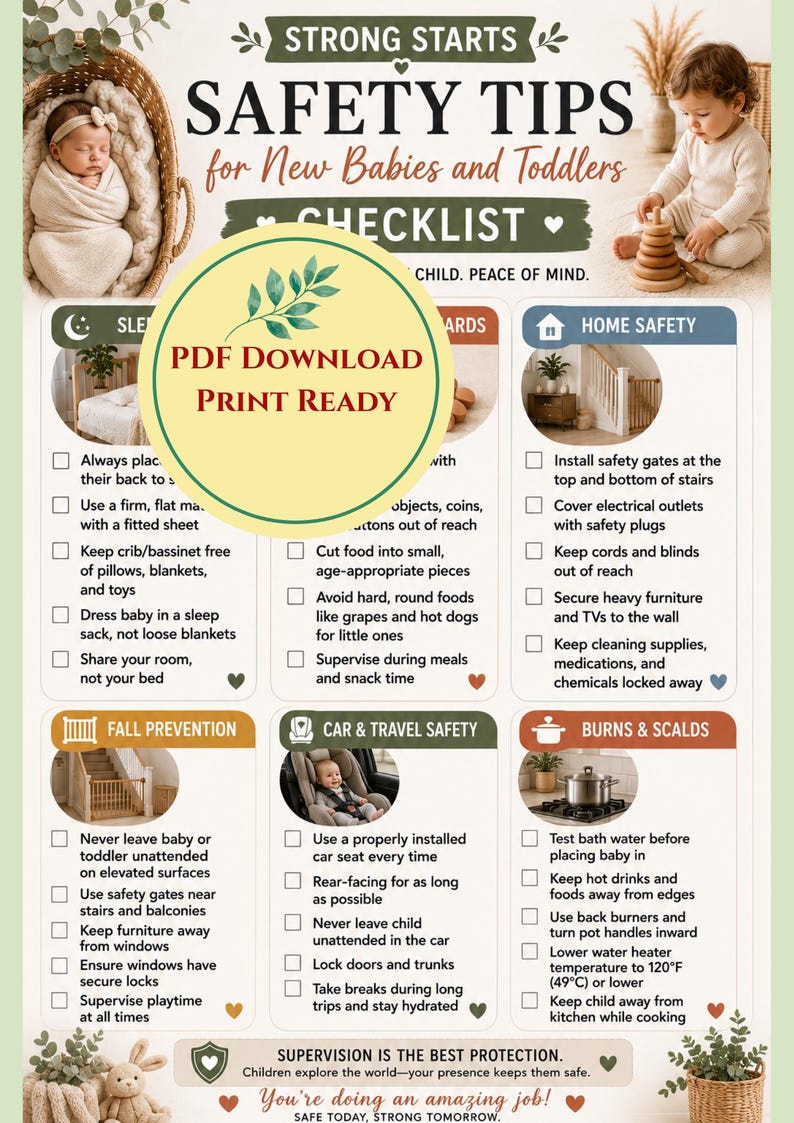 Baby Safety Checklist Printable | Newborn & Toddler Safety Tips ...
