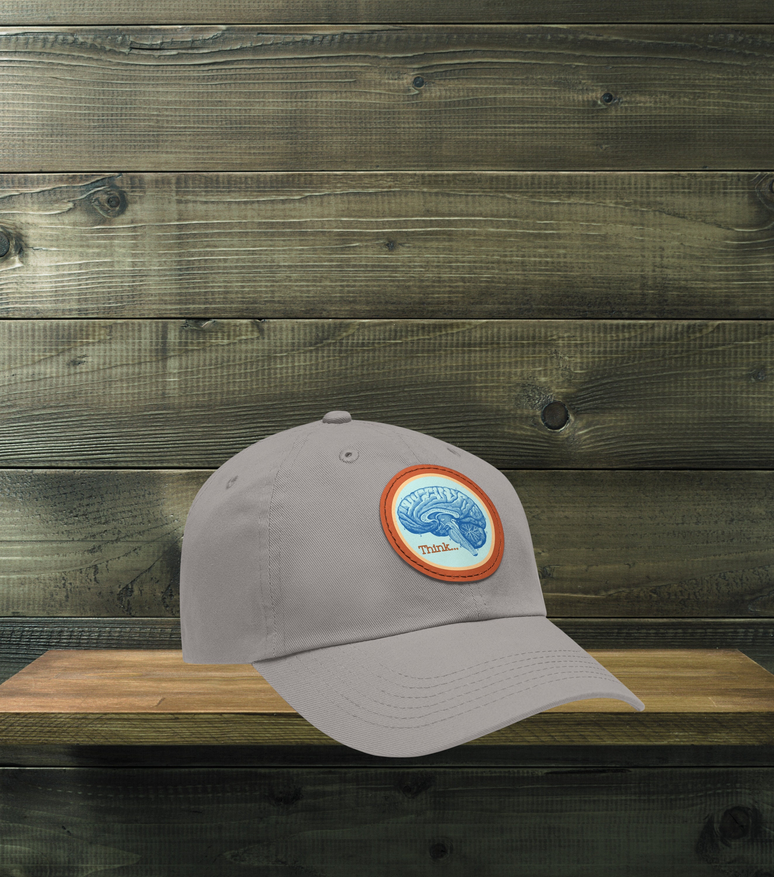 Vintage Think Hat, Musician,  Cap-Men's, Women's, Dad Hat with Leather Patch (Round)