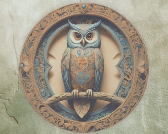 Vintage Owl Bohemian Owl Wall Hanging Birch Wood Signs, Wall Decoration, Wall Decorative Wall Hanging