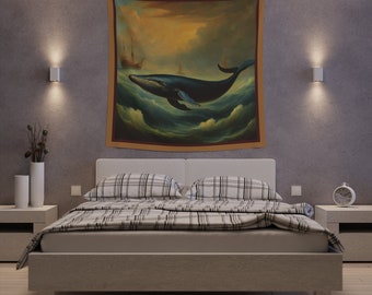 Nautical, Blue Whale, Whale Lovers, Decor, Whale Decor, Ocean Wall Tapestry