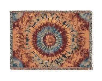 Manta tejida vibrante, manta bohemia, decoración acogedora para el hogar, regalo colorido, manta para festivales, tapiz de pared meditativo