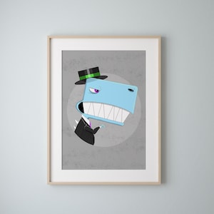 Dinosaur Nursery Art Print, Trex Wall Art, Grey and Blue Nursery Decor, Dinosaur Nursery Print, Trex Wall Art For Boy&#39;s Room Decor
