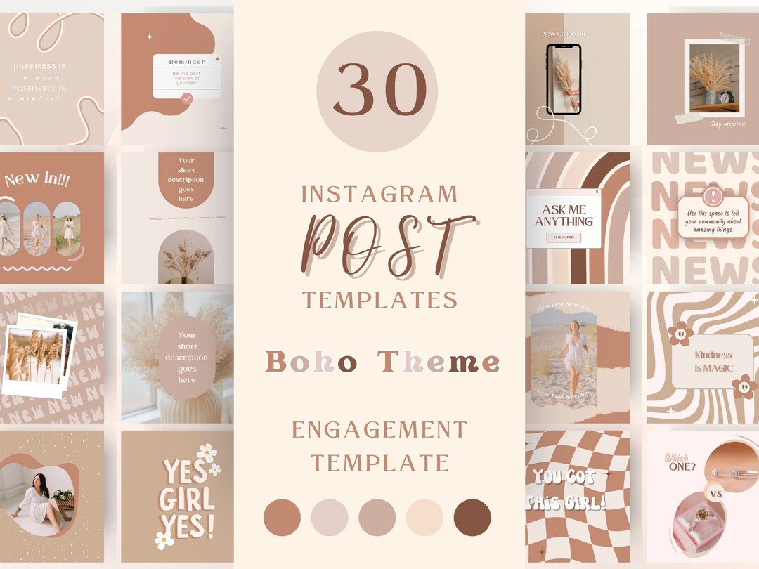 Boho Theme Instagram Template Canva Editable Creative Instagram Post ...