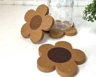 Flower Cork Coaster , Cork Coasters , Iced Coffee Coaster, Daisy Cork Coaster, Eco Friendly Coasters