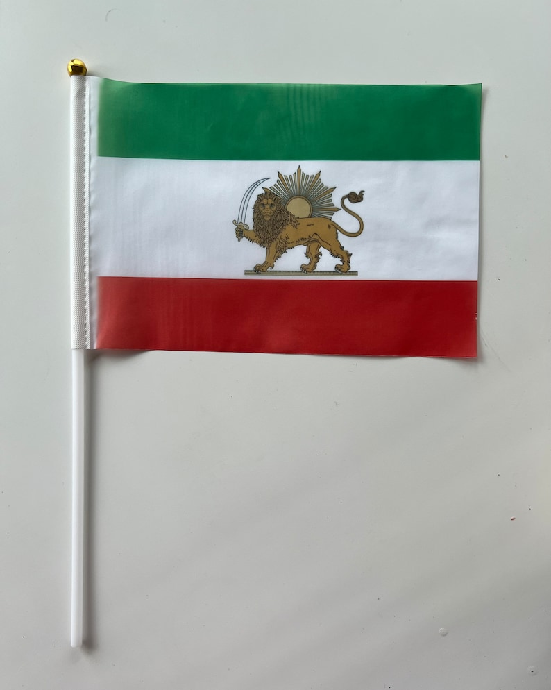 Iran Flag, Iran Table Stand Flag, Lion And Sun Flag, Shiro Khorshid Flag image 2